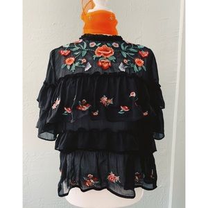🌼Embroidered Sheer Frill Tier Top/Blouse🌼